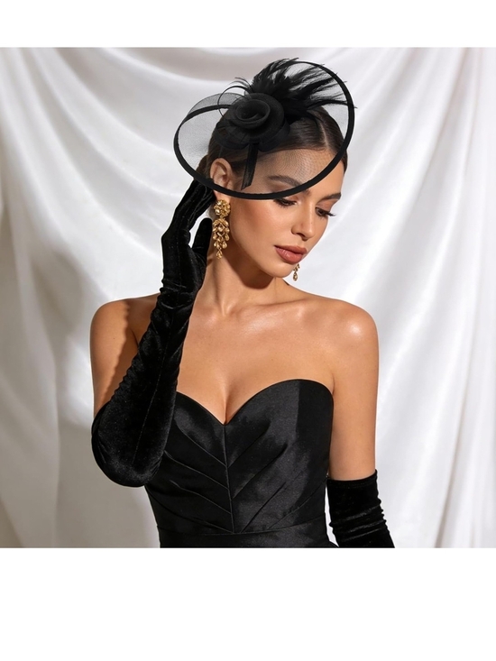 Black Feathered Fascinator Hat - Elegant Women Accessories main image 6